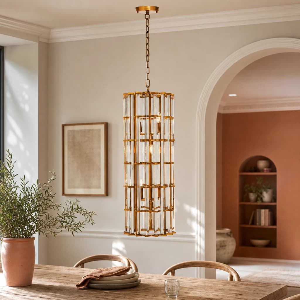 Karli Brass Finish Vertical Large Pendant Light - Pendant lights, photo 1 of 7