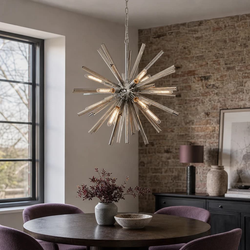 Karlo Chrome Finish and Smoked Glass Starburst Pendant Light - Pendant lights, photo 1 of 7
