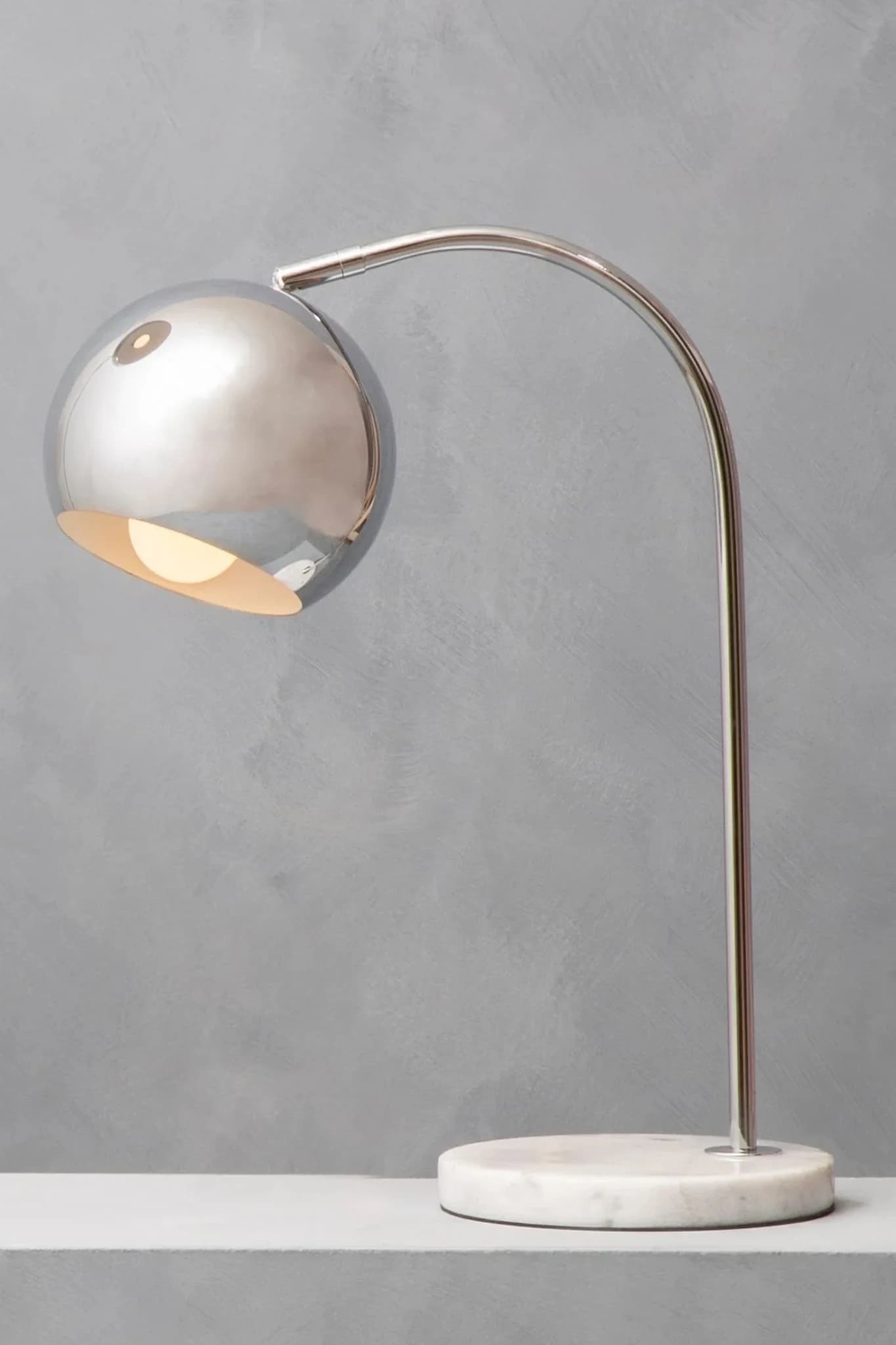 Karter Chrome Finish Table Lamp With White Marble Base - Table lamps, photo 4 of 8