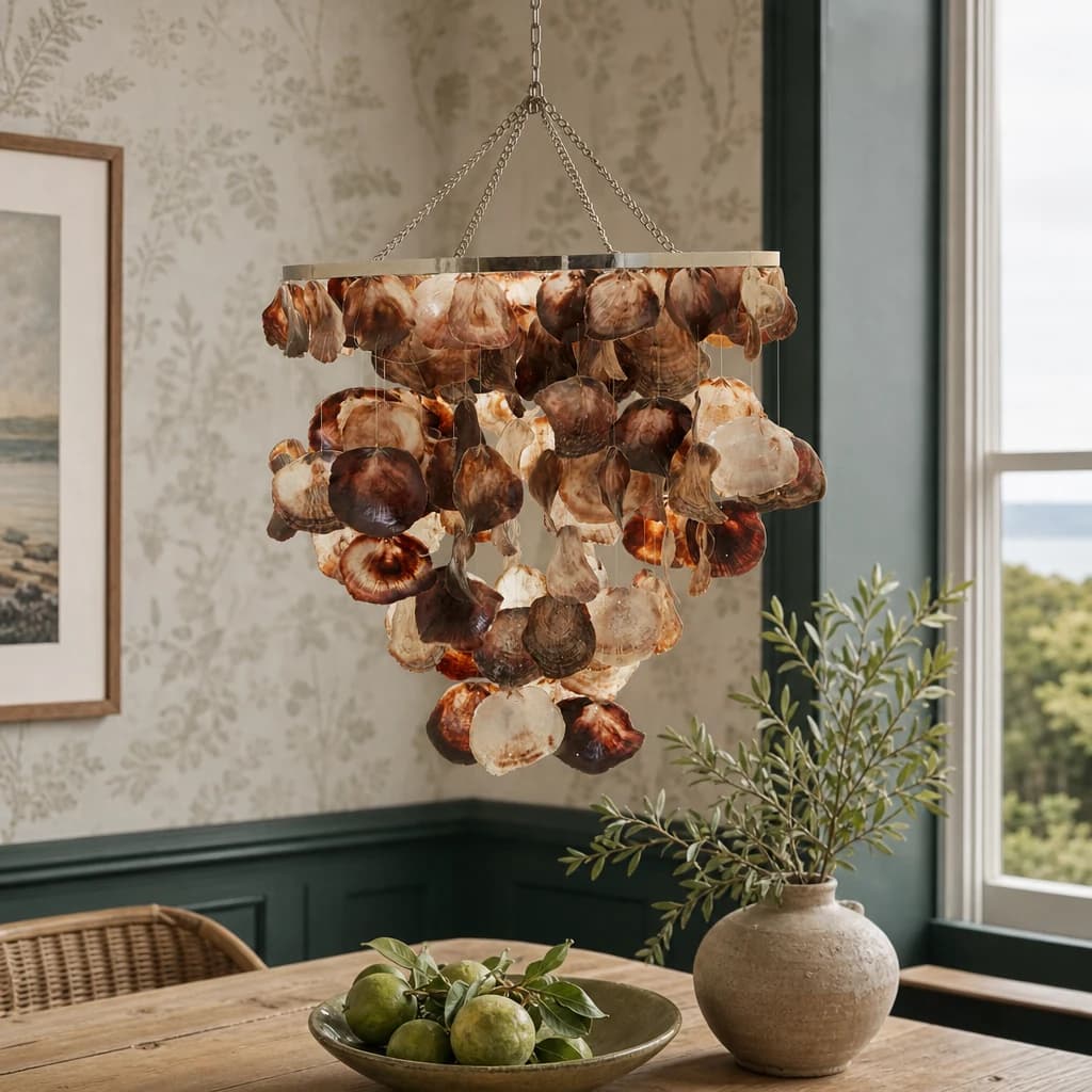 Palu Natural Shell Abstract Pendant Shade - Pendant lights, photo 1 of 4