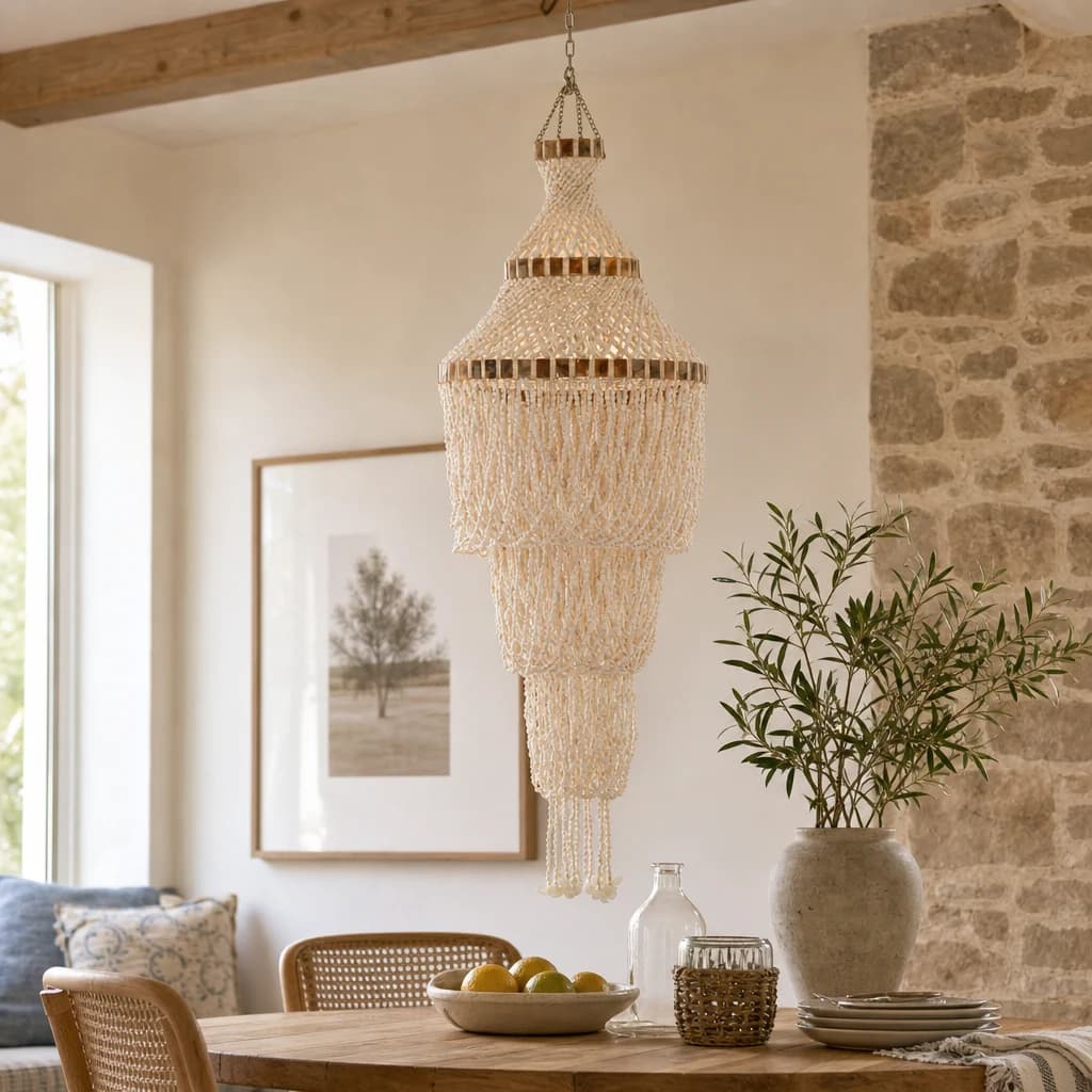 Palu Natural White and Amber Shell Large Pendant Shade - Pendant lights, photo 1 of 5