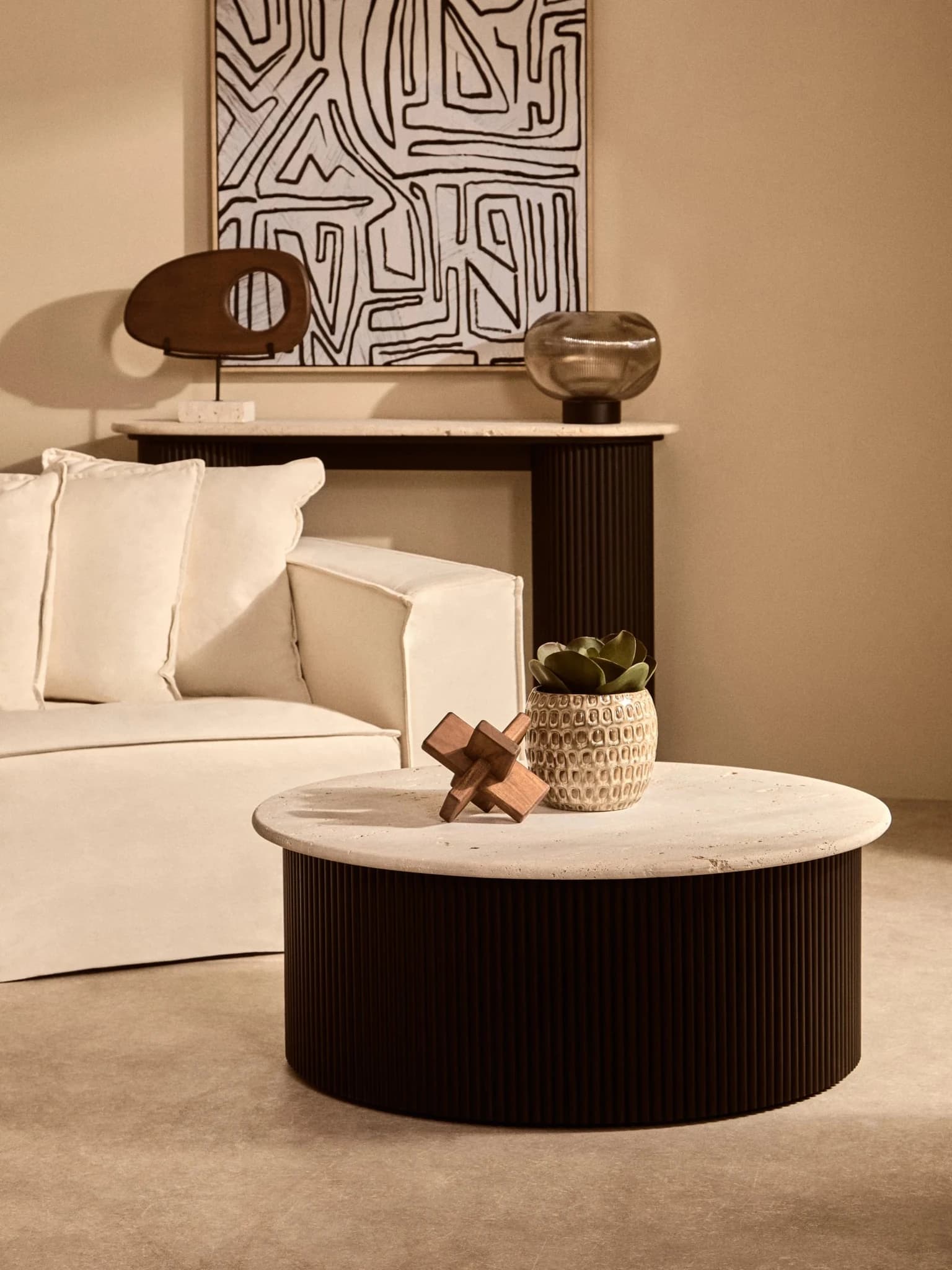 Enola Large Ribbed Smoked Glass Table Lamp - Table lamps, photo 5 of 8