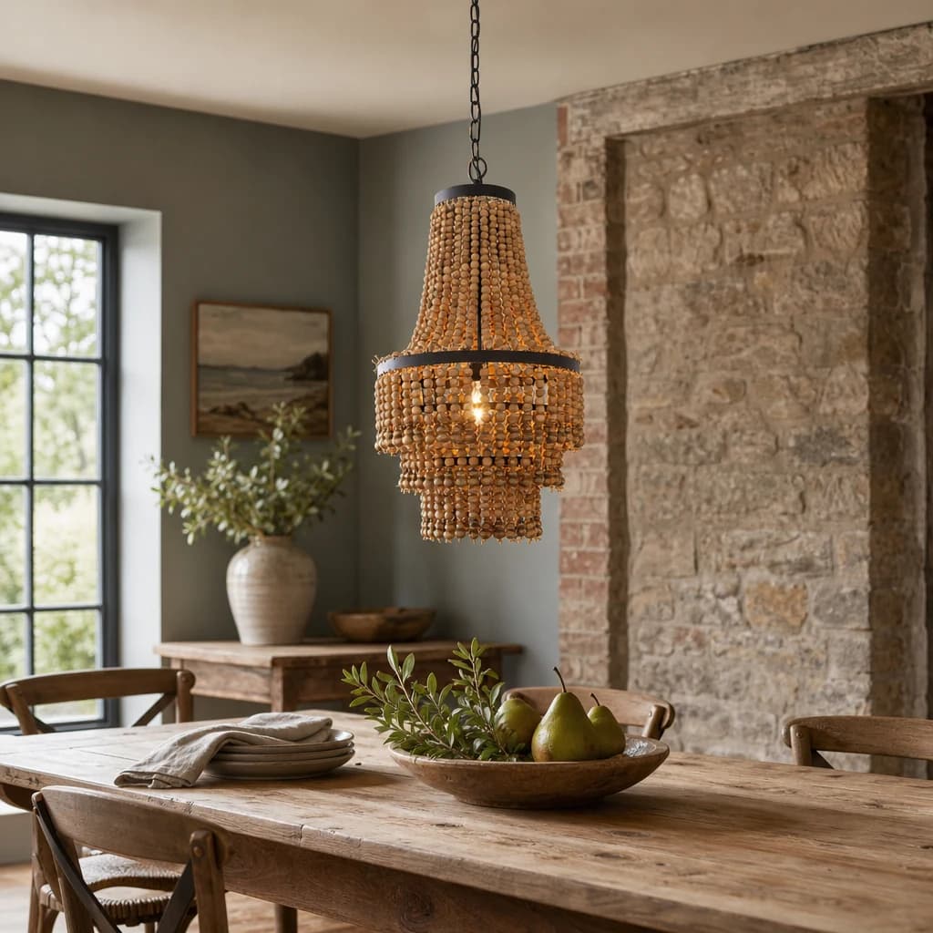 Lapiz Wooden Beads Large Chandelier - Pendant lights, photo 1 of 8