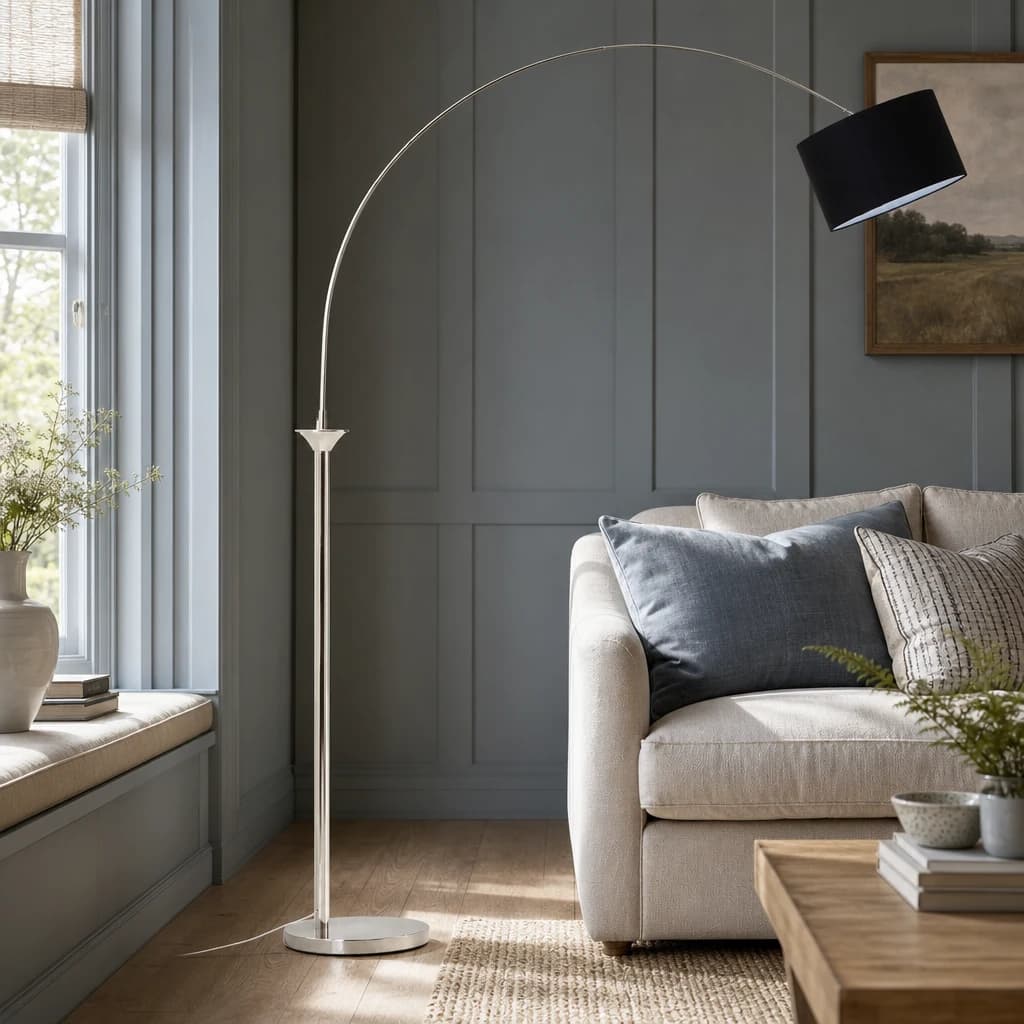 Hubert Satin Nickel Finish Metal Floor Lamp