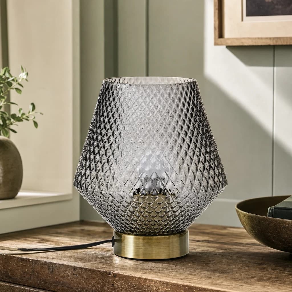 Noble Grey Smoked Glass Table Lamp - Table lamps, photo 1 of 5