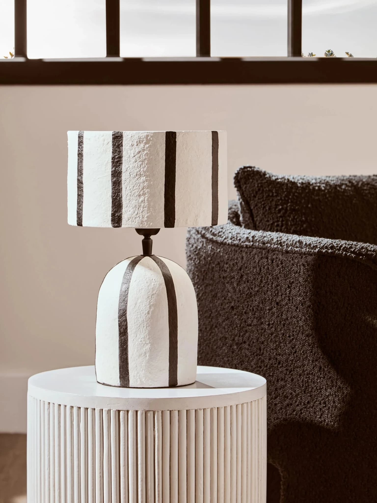 Carta Black and White Stripe Papier Mache Table Lamp - Table lamps, photo 8 of 8