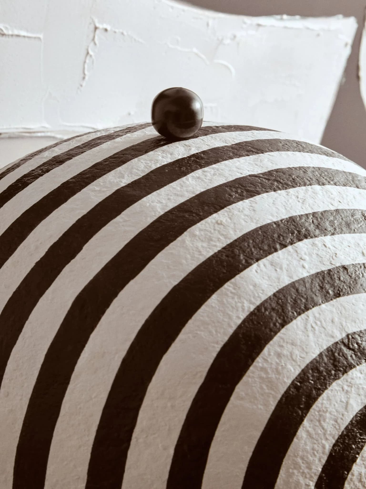 Carta Black and White Stripe Papier Mache Table Lamp with Dome Shade - Table lamps, photo 2 of 8