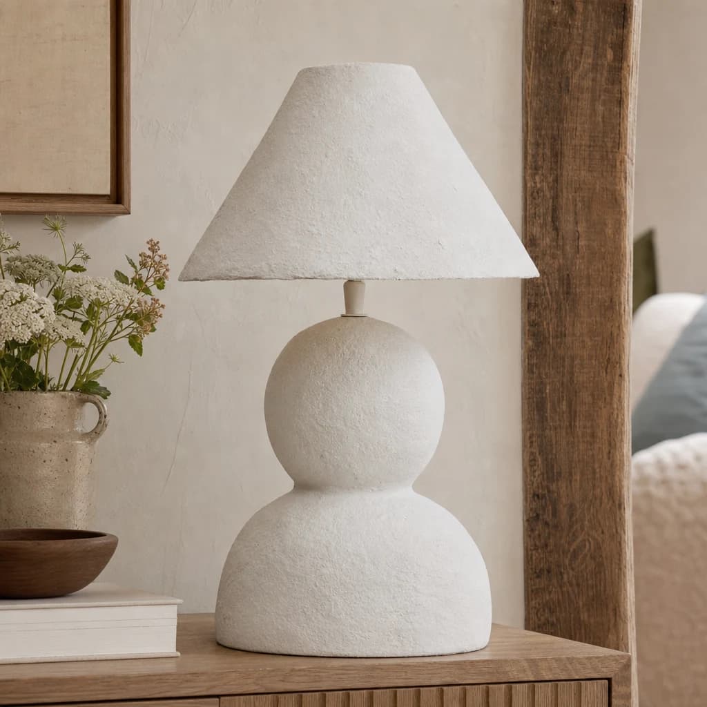 Carta White Papier Mache Table Lamp - Table lamps, photo 1 of 8