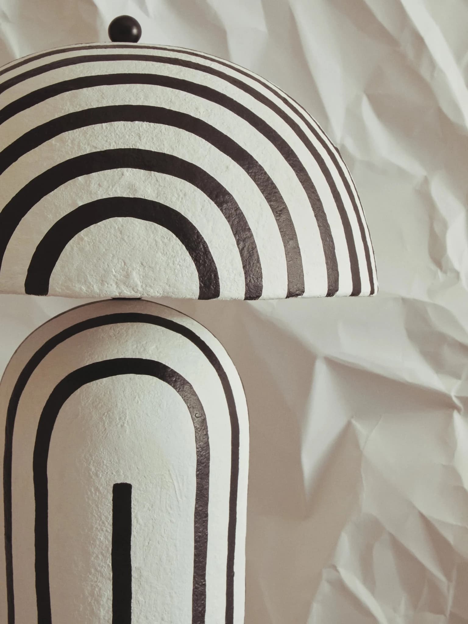 Carta Black and White Stripe Papier Mache Floor Lamp with Dome Shade - Floor lamps, photo 2 of 8