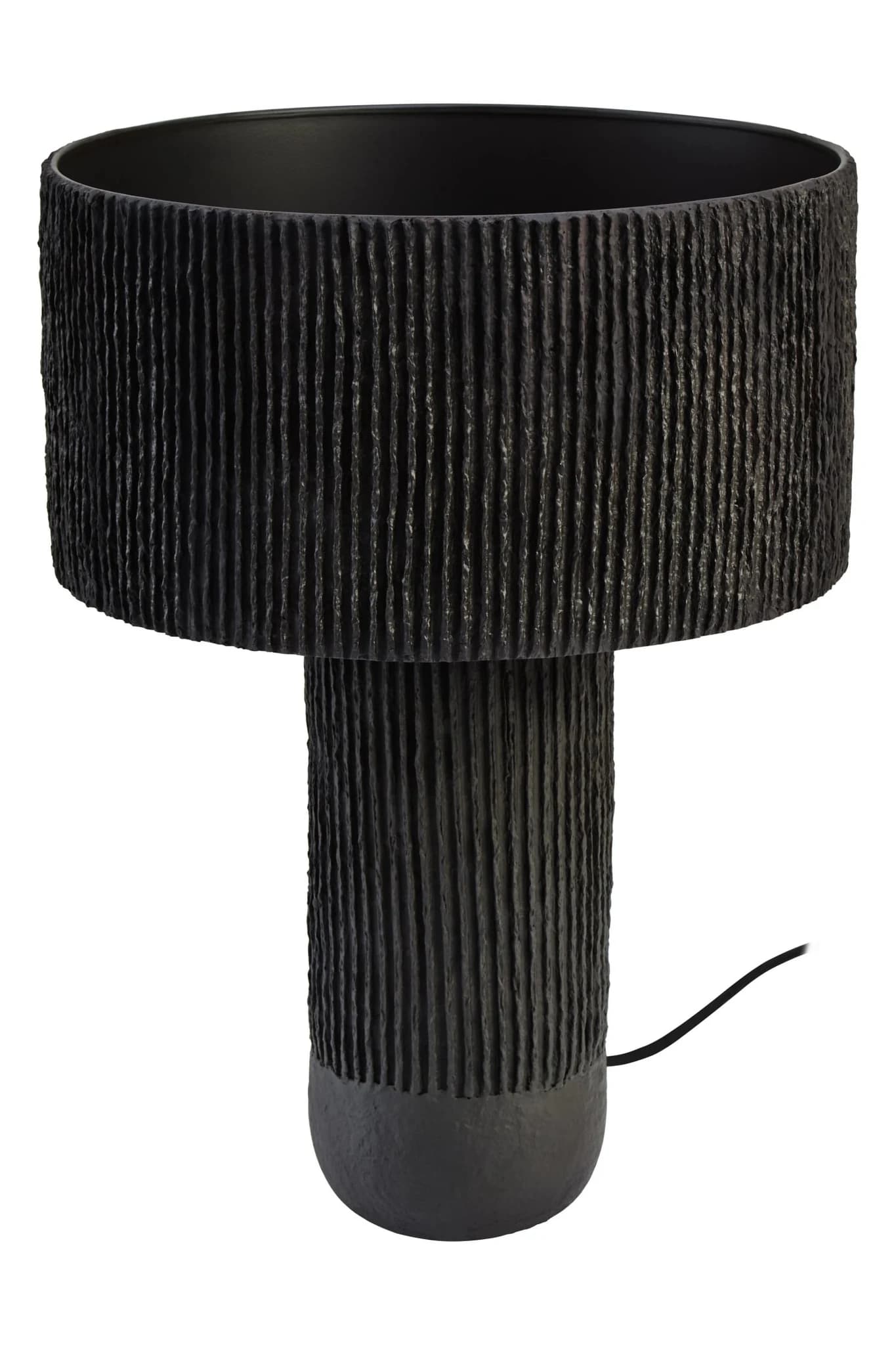 Carta Black Etched Linear Design Papier Mache Table Lamp - Table lamps, photo 8 of 8