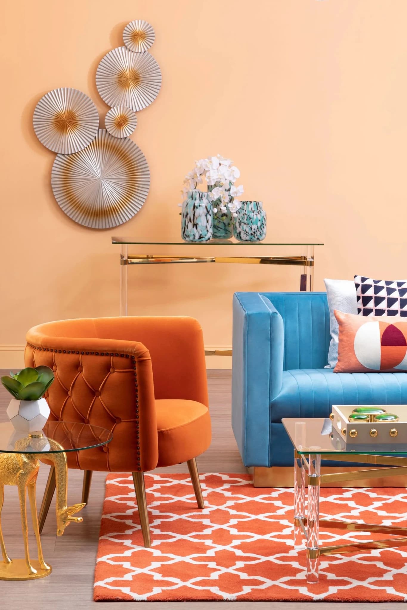 Bosie Kensington Townhouse Small Orange Hand Woven Rug - Decorative, photo 3 of 5
