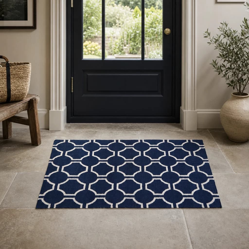Bosie Kensington Townhouse Small Blue Hand Woven Rug - Decorative, photo 1 of 2
