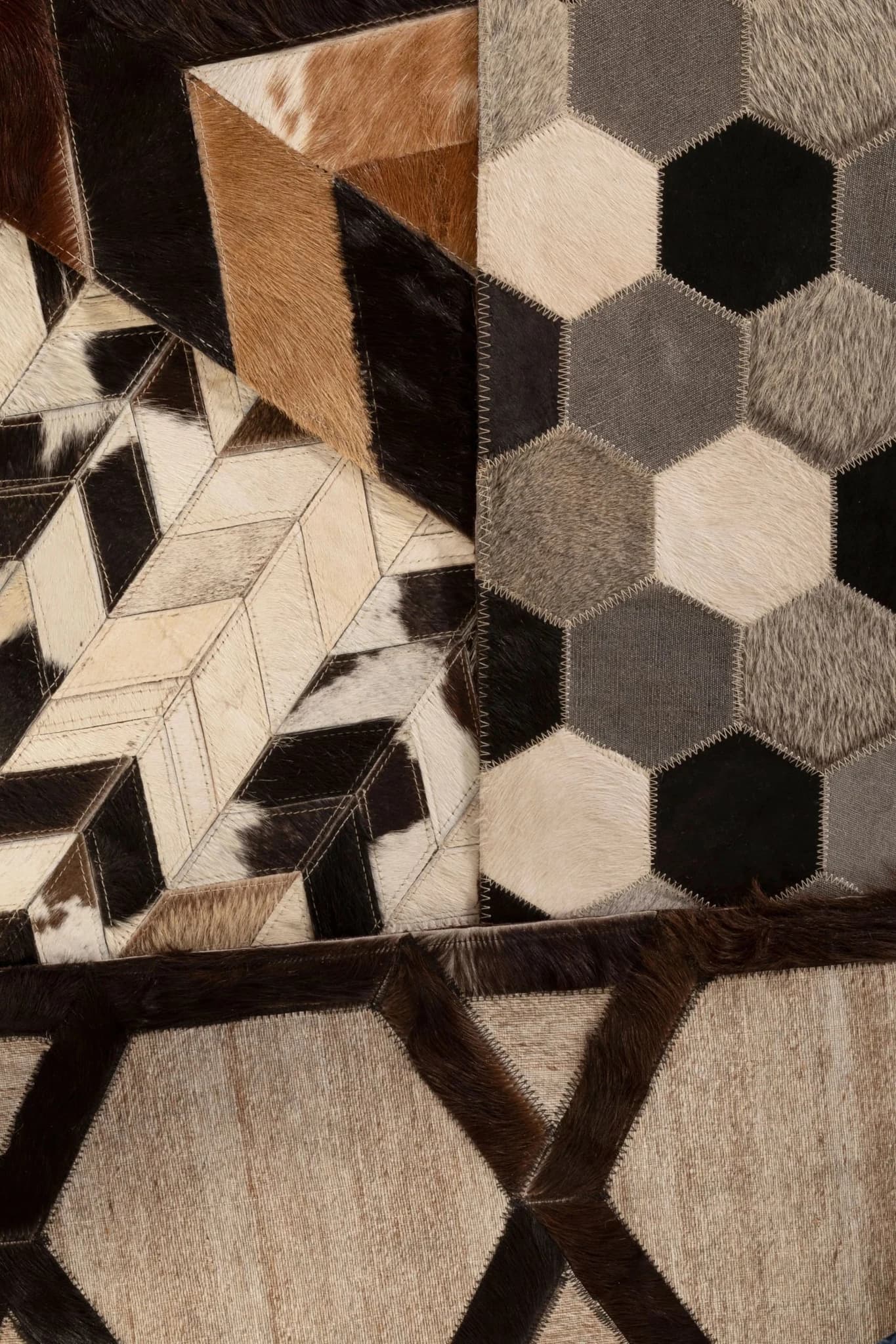 Bosie Safira Large Grey Rug with Black Hair on Leather - Decorative, photo 7 of 8
