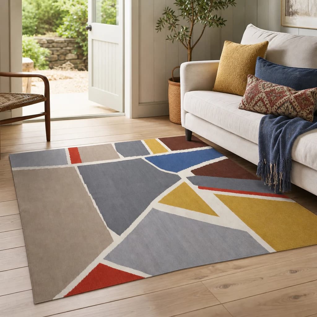 Bosie Villon Multi Colour Abstract Design Rug - Decorative, photo 1 of 8