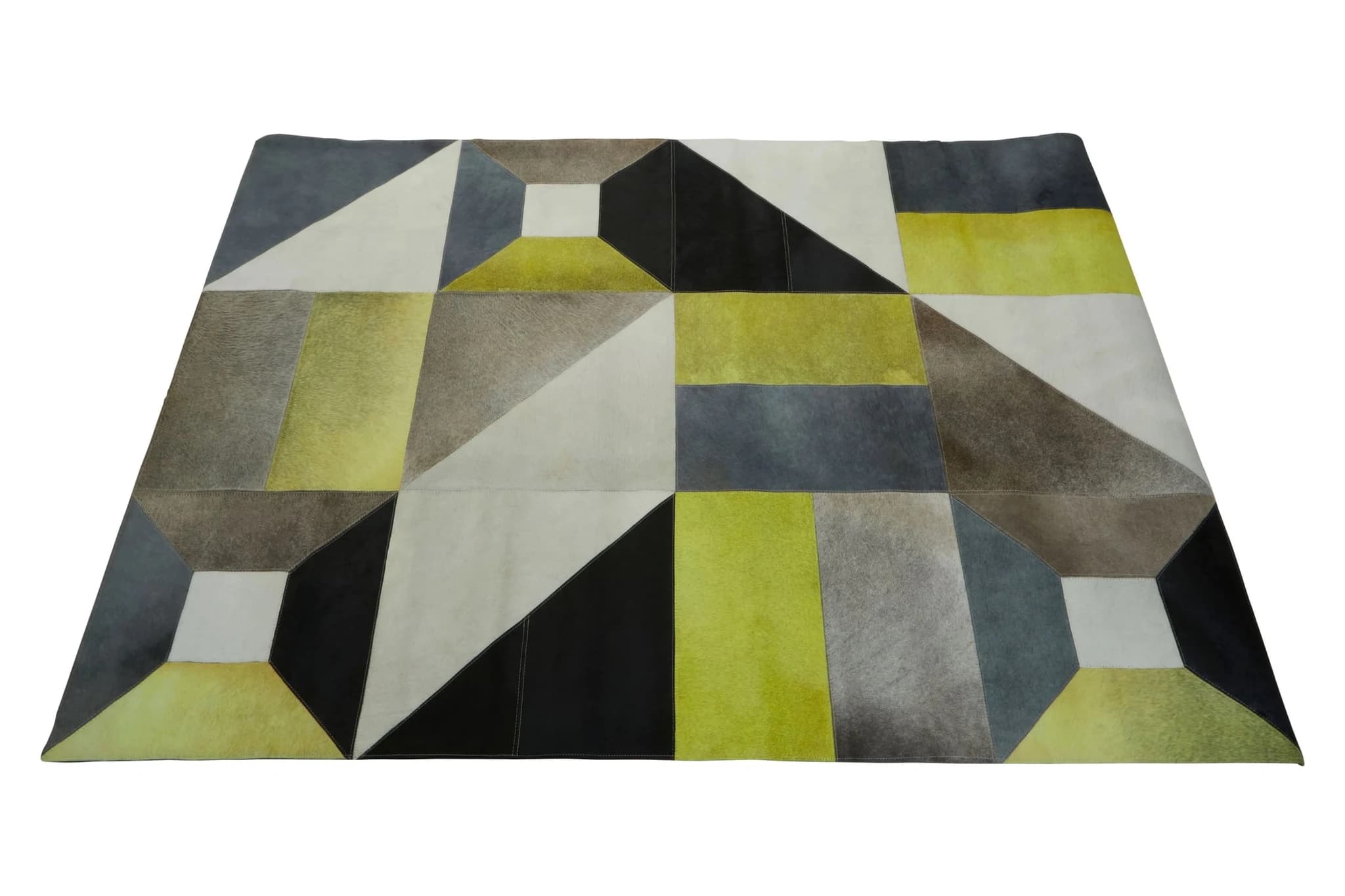 Bosie Safira Large Abstract Hair on Leather Patchwork Rug - Decorative, photo 6 of 8