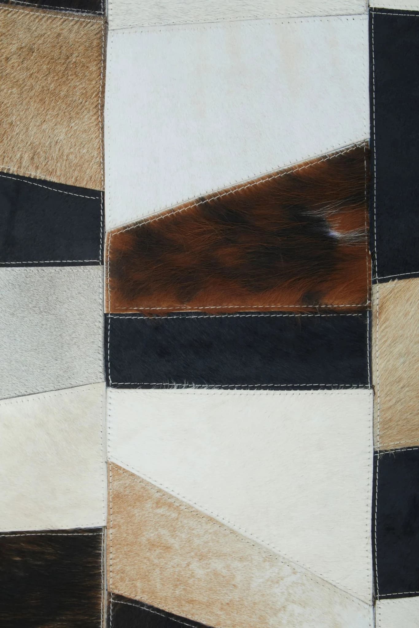 Bosie Safira Neutral Colourblock Hair on Leather Small Rug - Decorative, photo 8 of 8
