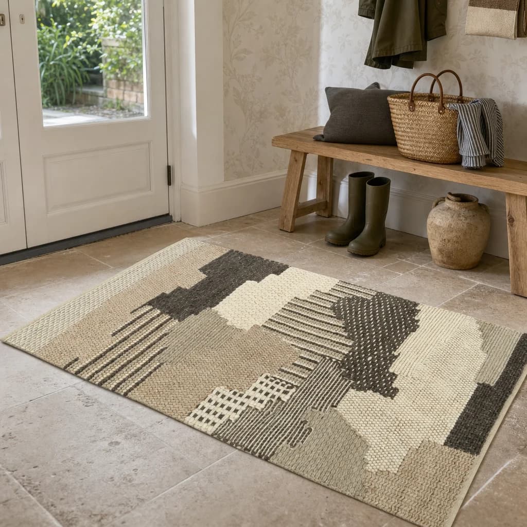 Bosie Jango Natural and Grey Small Textured Rug - Decorative, photo 1 of 2
