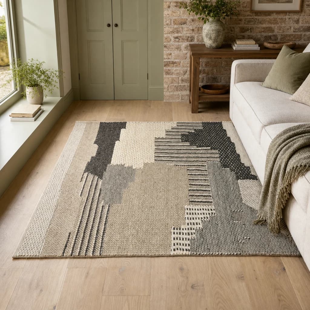 Bosie Jango Natural and Grey Large Textured Rug - Decorative, photo 1 of 2