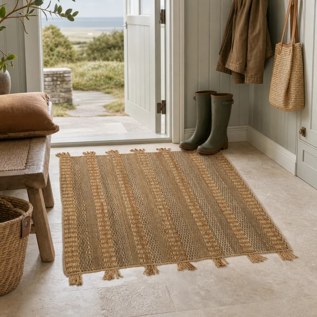 Bosie Jango Natural Small Striped Rug - Decorative, photo 1 of 8