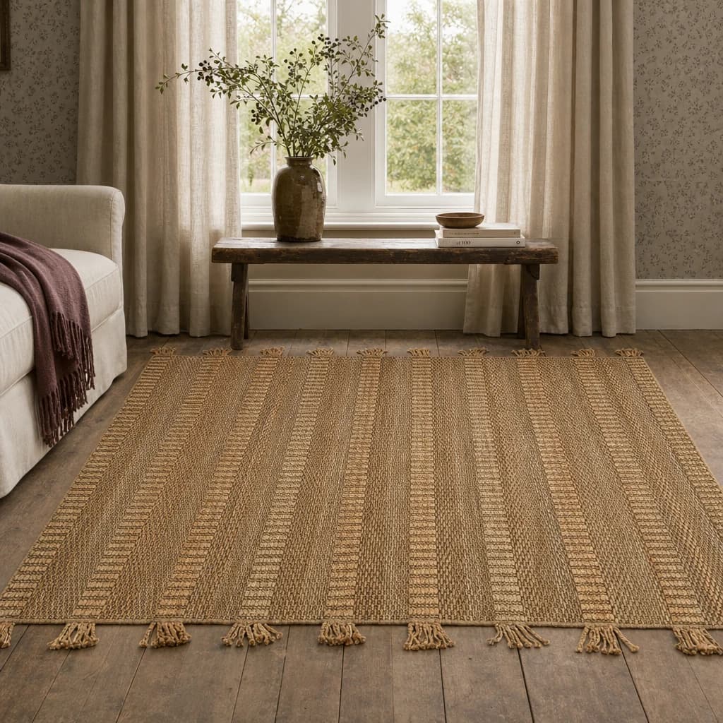 Bosie Jango Natural Large Striped Rug - Decorative, photo 1 of 8