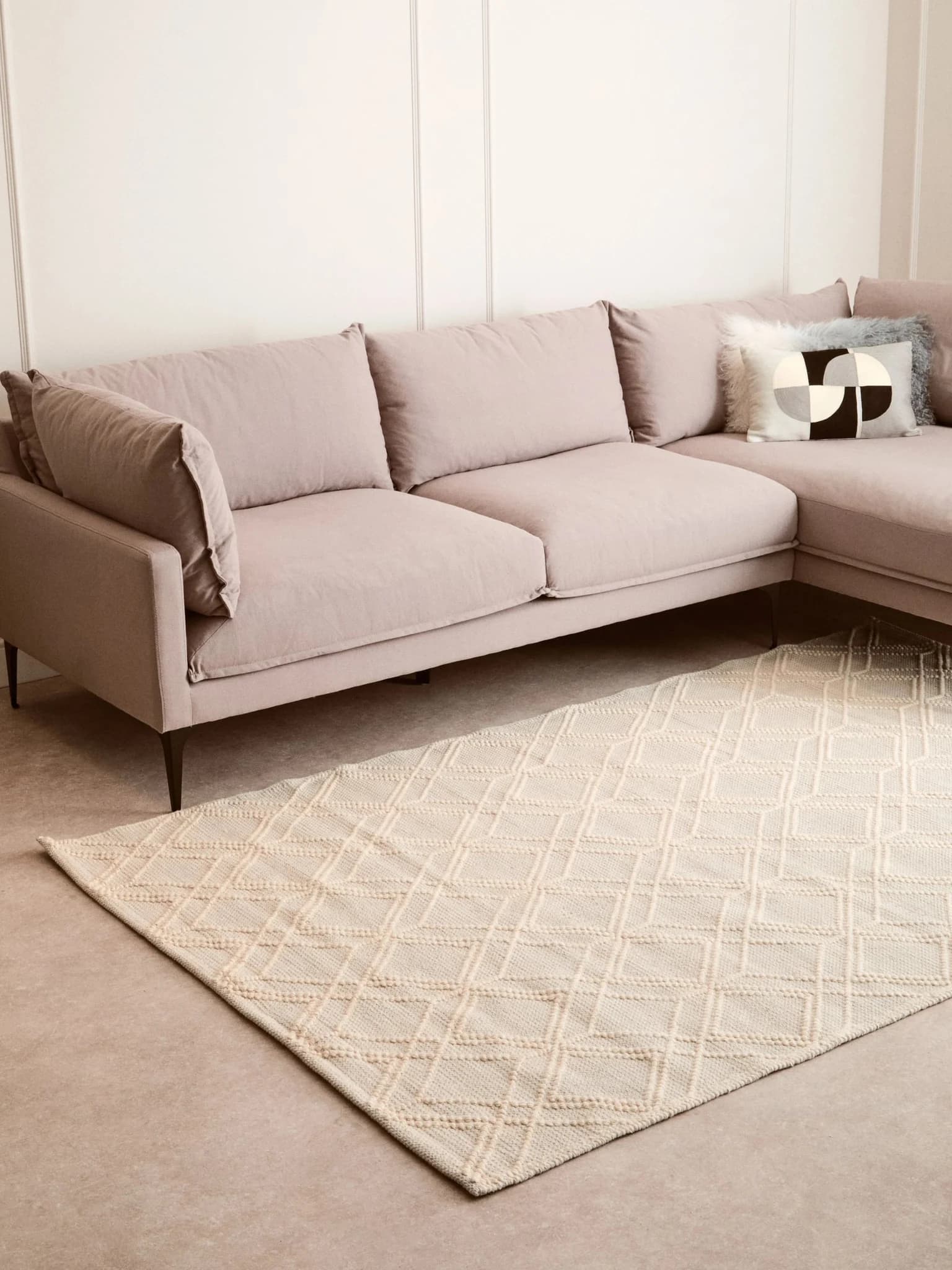 Bosie Jango Stone and Ivory Large Geometric Design Rug - Decorative, photo 4 of 8