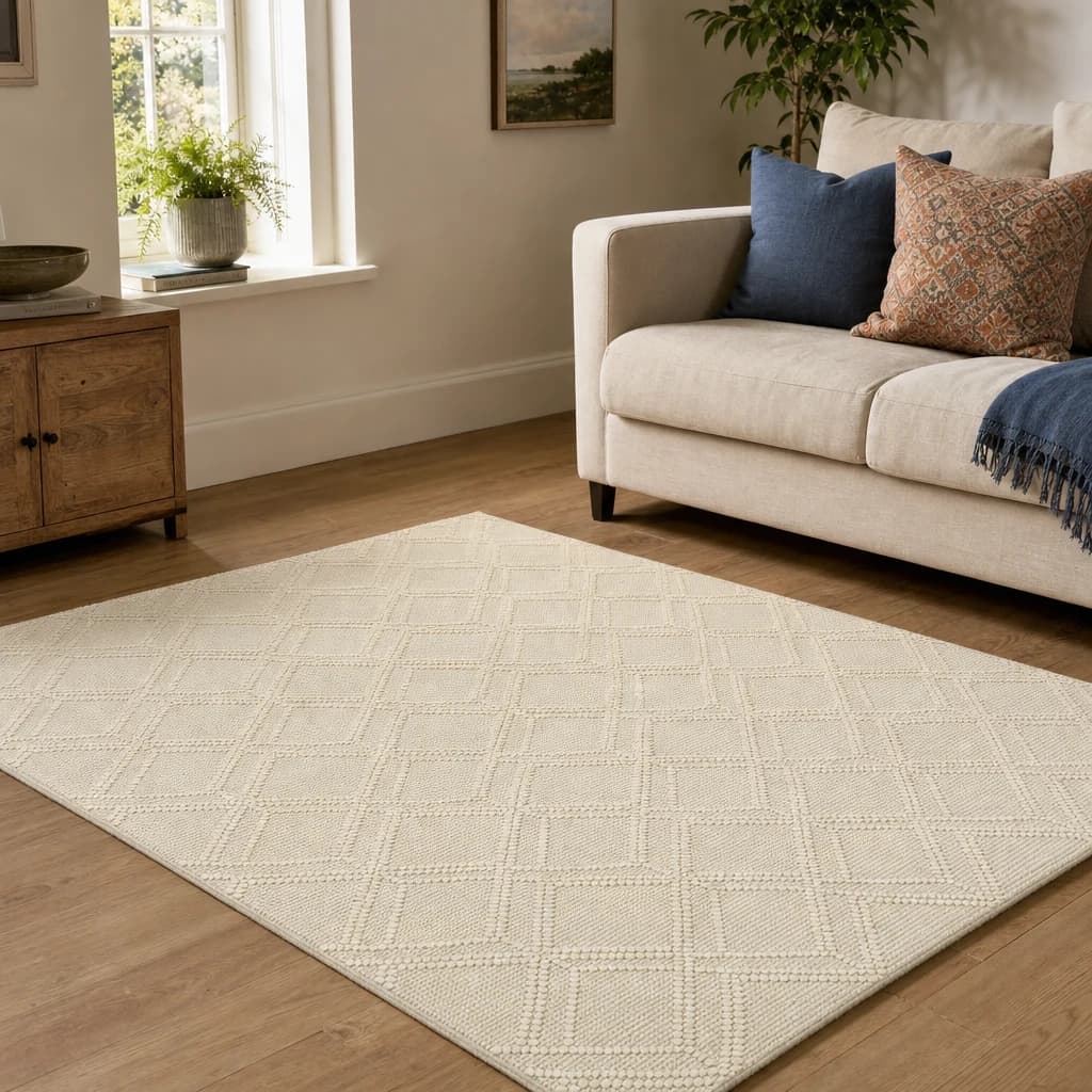 Bosie Jango Stone and Ivory Large Geometric Design Rug - Decorative, photo 1 of 8