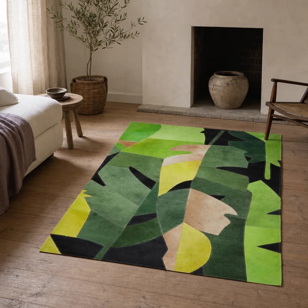 Bosie Safira Small Botanical Hair on Leather Rug - Decorative, photo 1 of 8