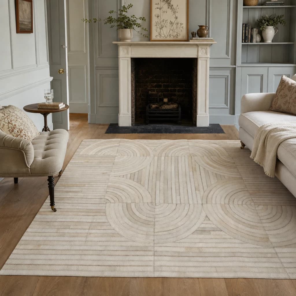 Bosie Safira Natural Hair On Leather Small Rug - Decorative, photo 1 of 6