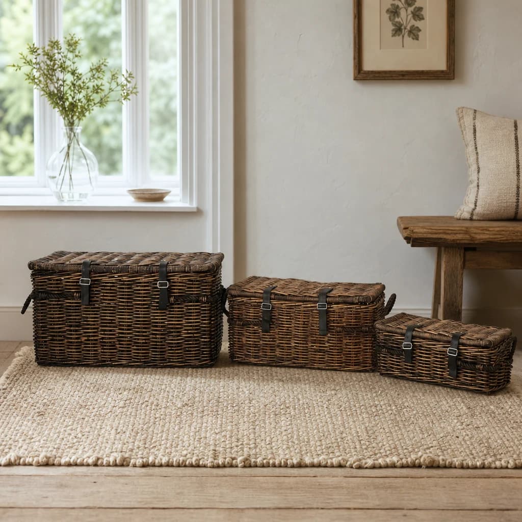Argento Brown Rattan Storage Trunks -Set of 3 - Bookcases & shelving, photo 1 of 8