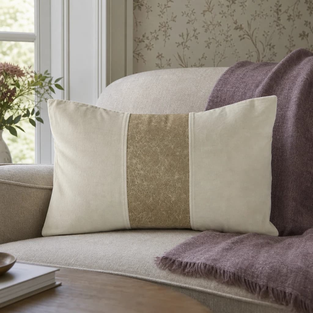 Kensington Townhouse Ivory Velvet And Gold Cushion - Decorative, photo 1 of 2