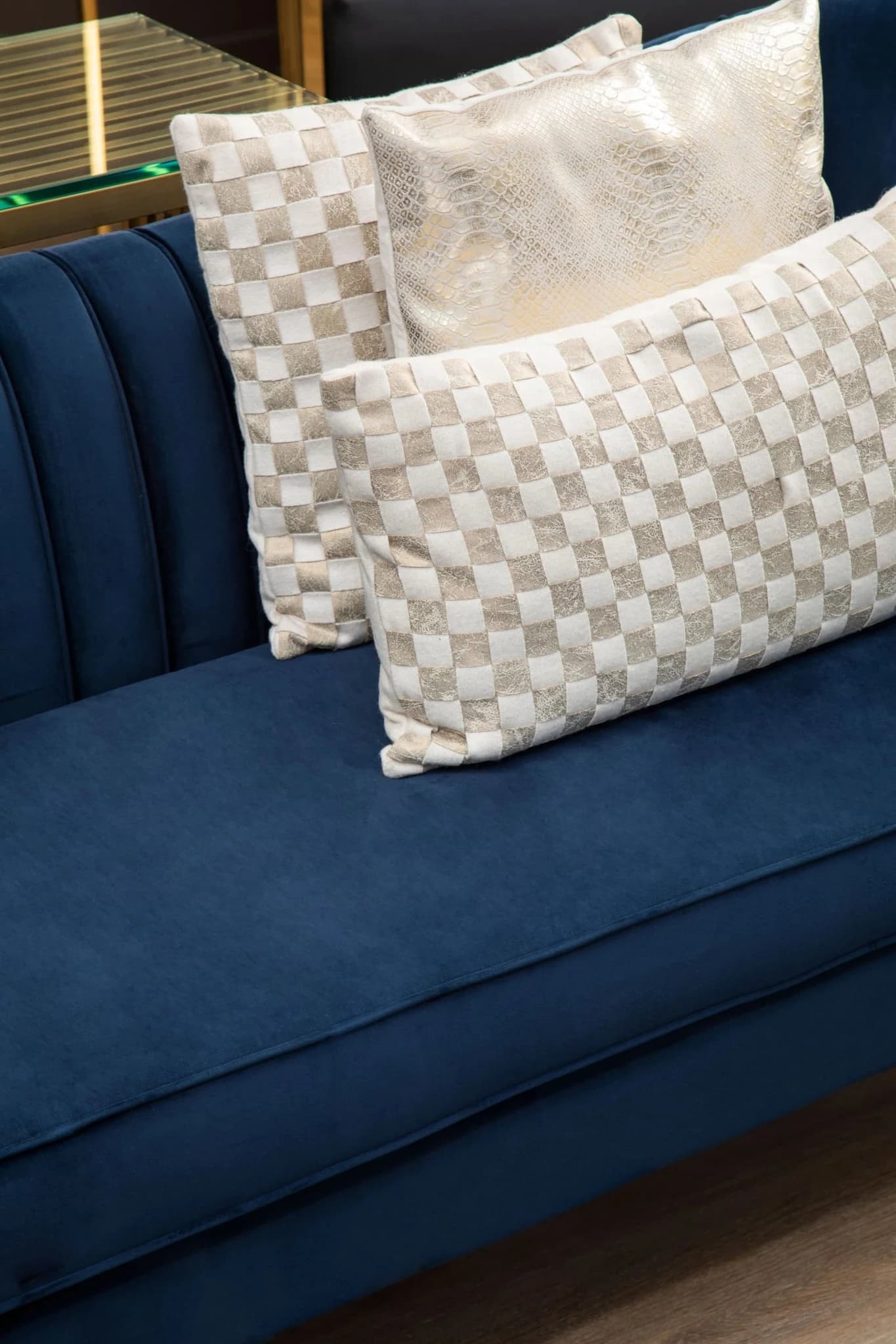 Bosie Kensington Townhouse Cream And Gold Check Cushion - Decorative, photo 2 of 3