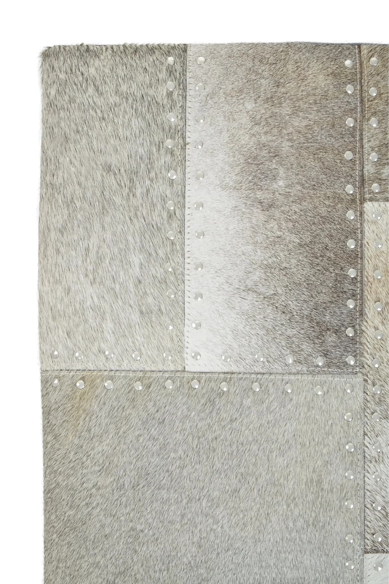 Bosie Safira Grey Hair on Leather Patchwork with Studs Cushion - Decorative, photo 5 of 6