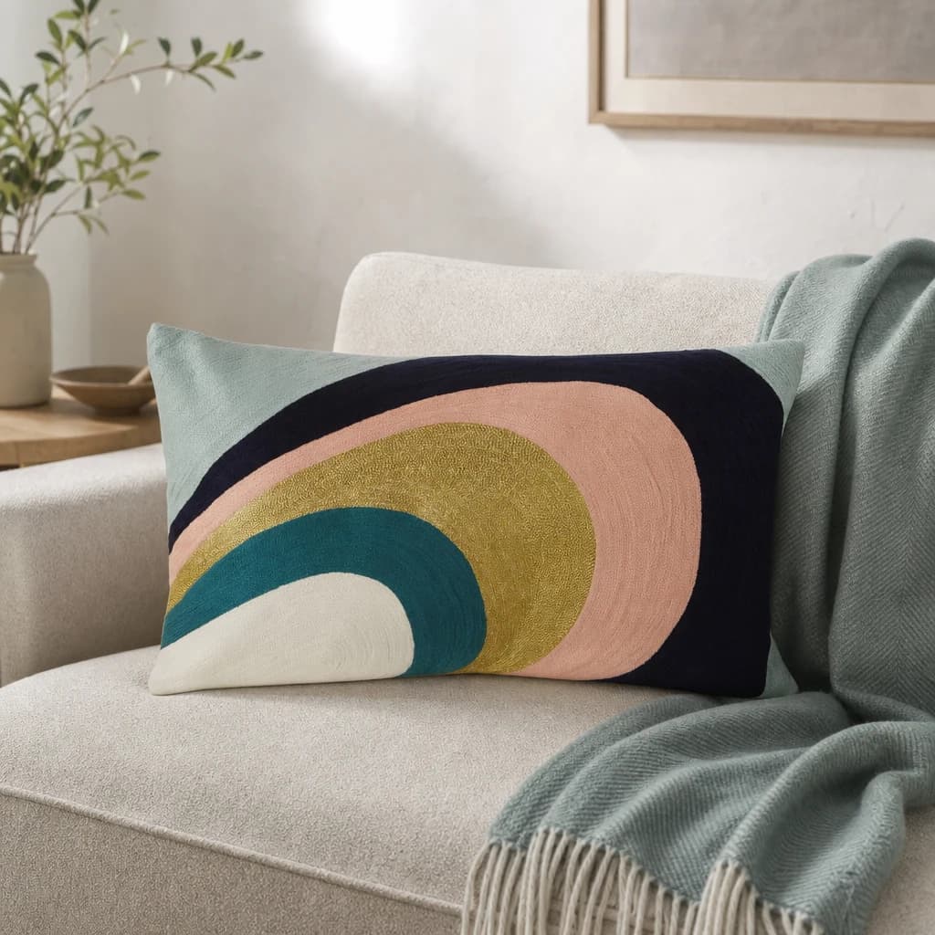Bosie Ozella Multi Colour Abstract Arc Design Rectangular Cushion - Decorative, photo 1 of 8