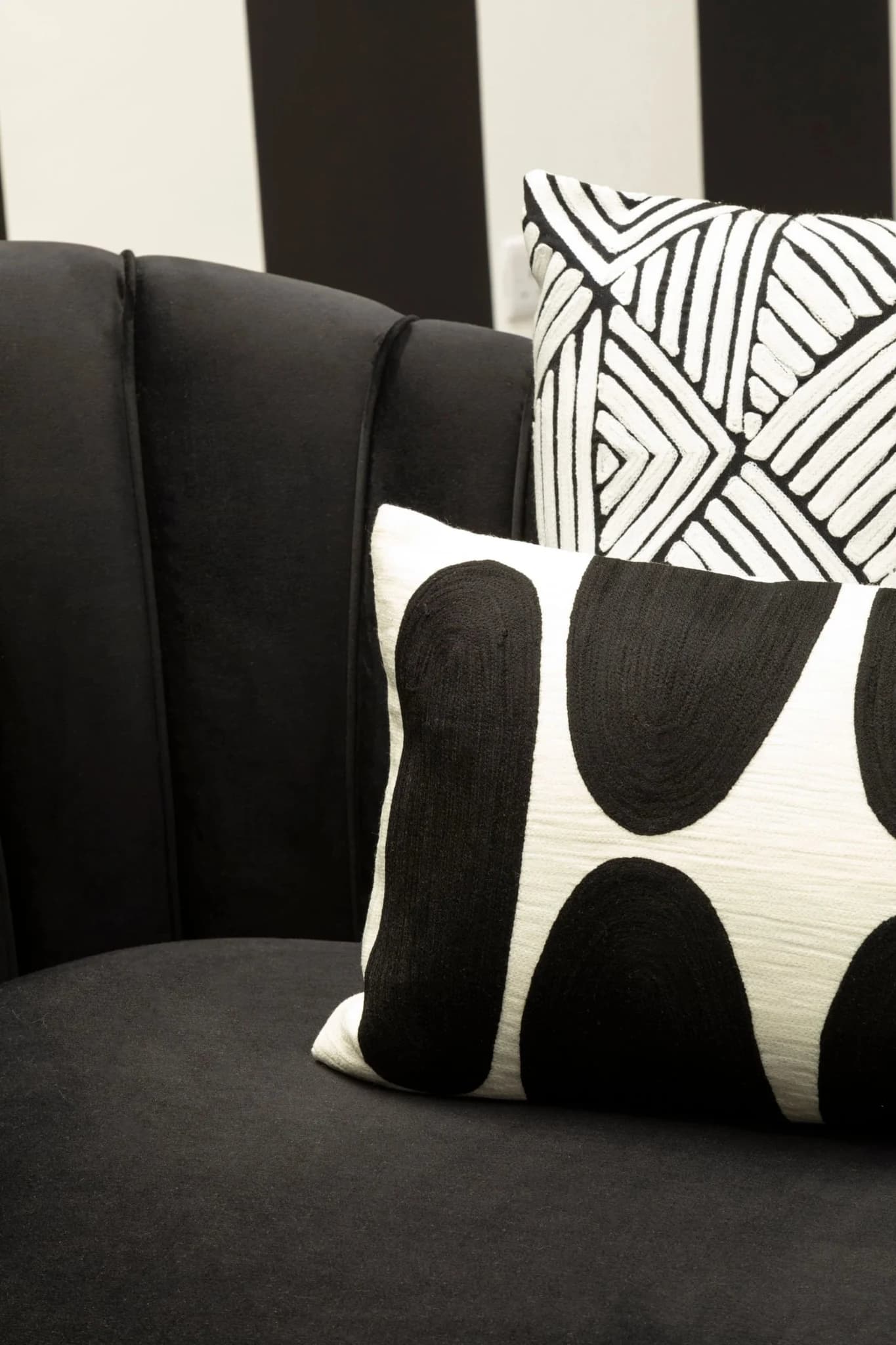 Bosie Ozella Black and Geometric Maze Design Square Cushion - Decorative, photo 4 of 8