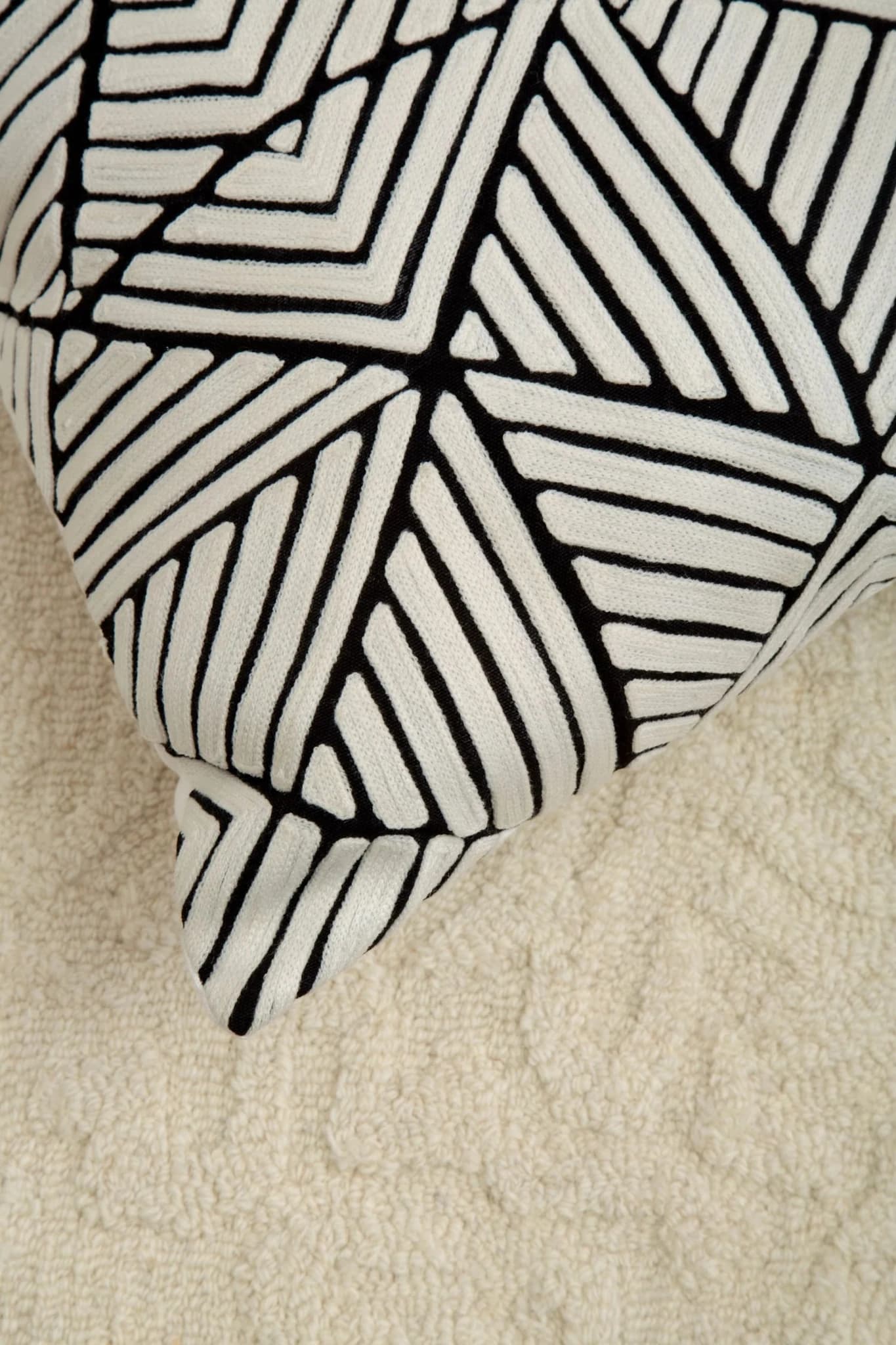 Bosie Ozella Black and Geometric Maze Design Square Cushion - Decorative, photo 2 of 8