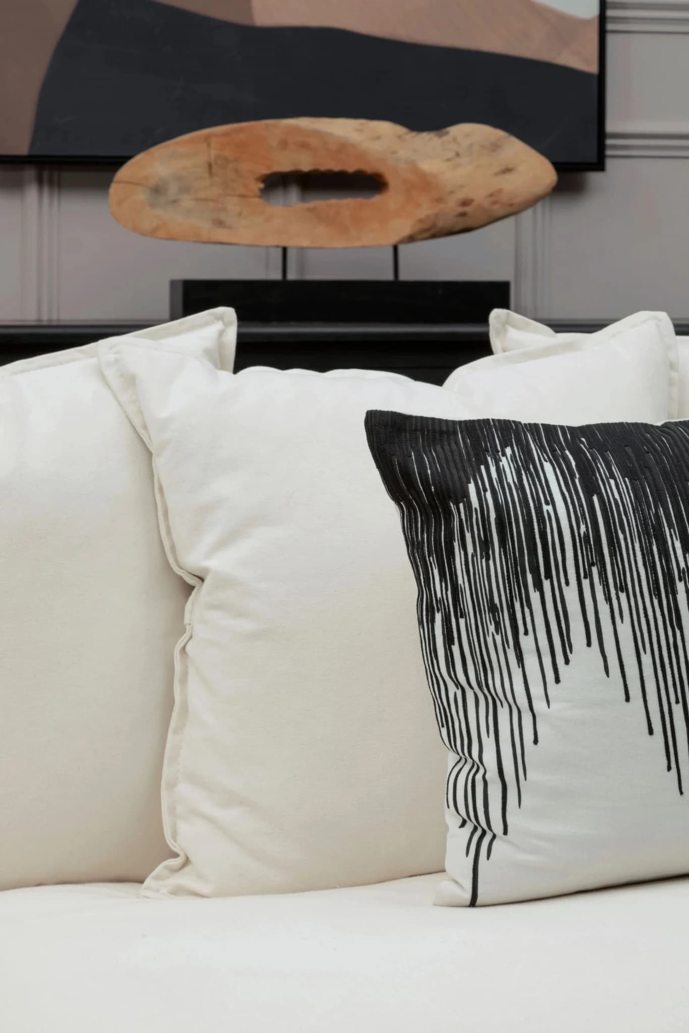 Bosie Ozella Black and White Drip Design Square Cushion - Decorative, photo 5 of 8