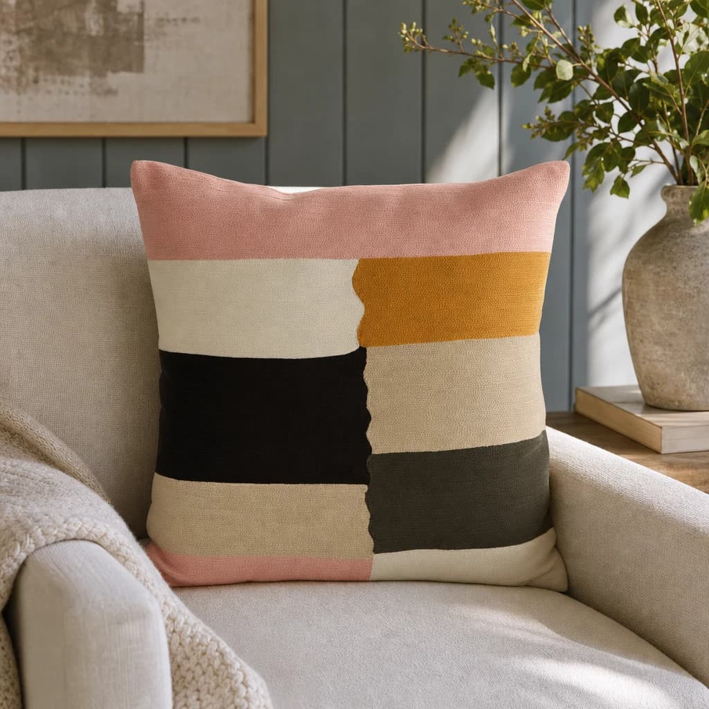 Bosie Ozella Colour Block Design Square Cushion - Decorative, photo 1 of 8