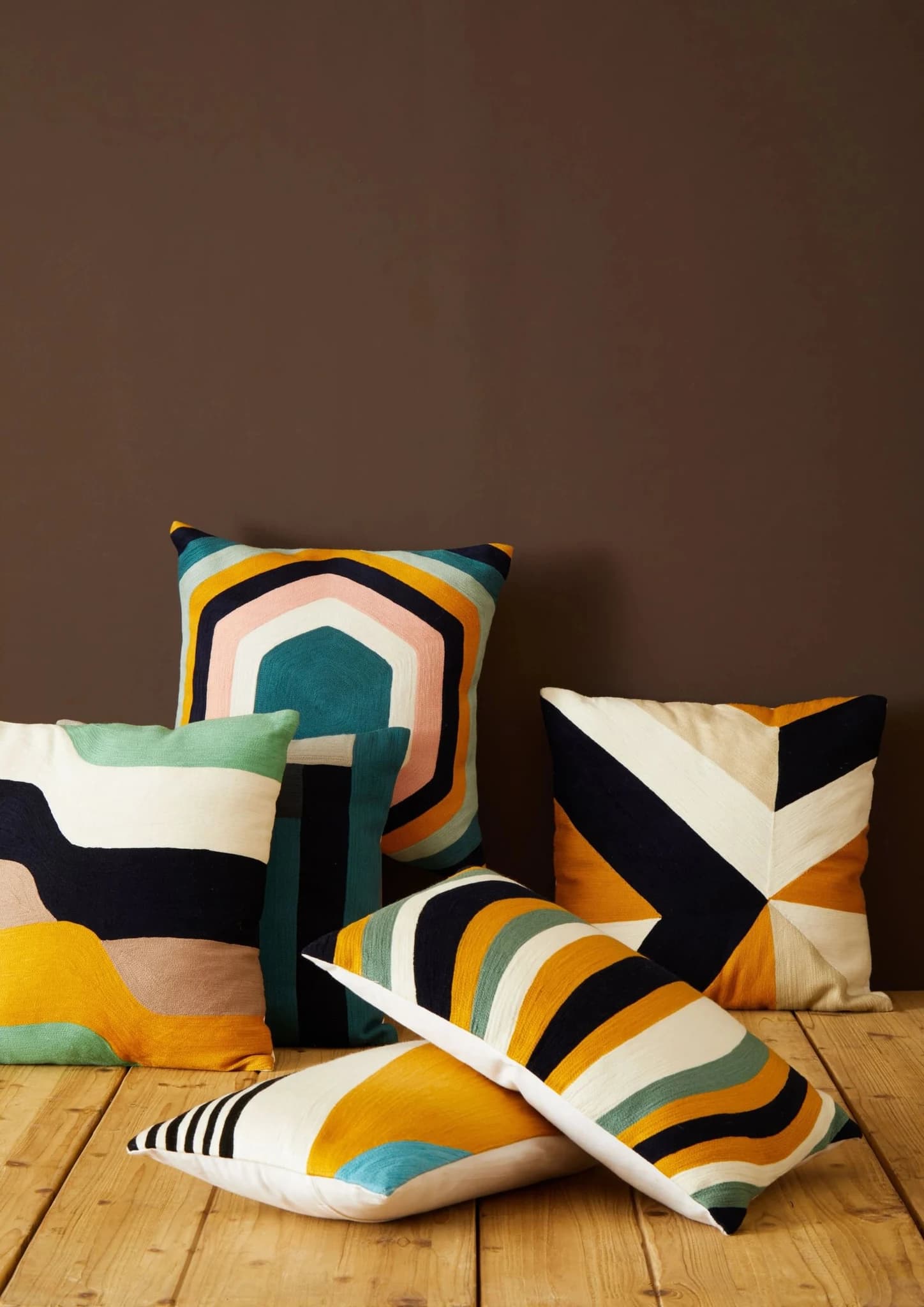 Bosie Ozella Teal and Mustard Hexagonal Design Square Cushion - Decorative, photo 5 of 8