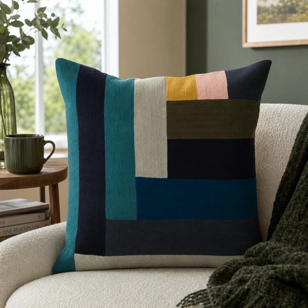 Bosie Ozella Geometric Colour Block Square Cushion - Decorative, photo 1 of 8