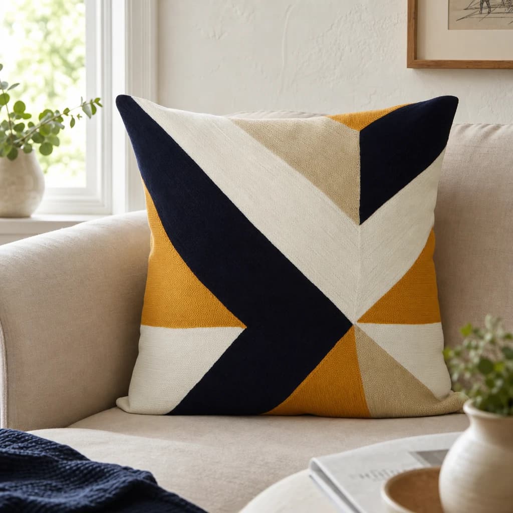 Bosie Ozella Abstract Pattern Embroidered Cushion - Decorative, photo 1 of 5