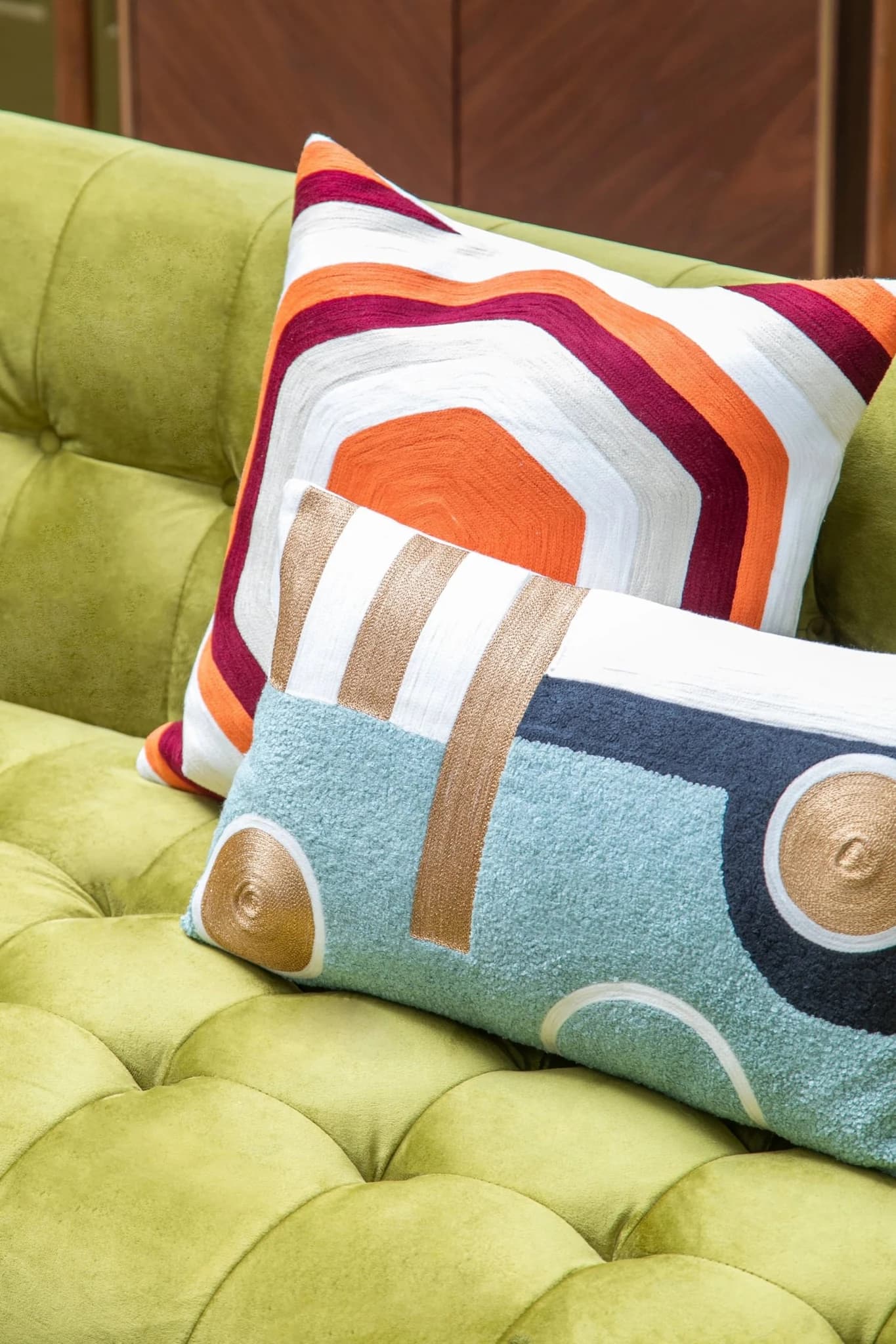 Bosie Ozella Burnt Orange Hexagonal Design Square Cushion - Decorative, photo 5 of 8