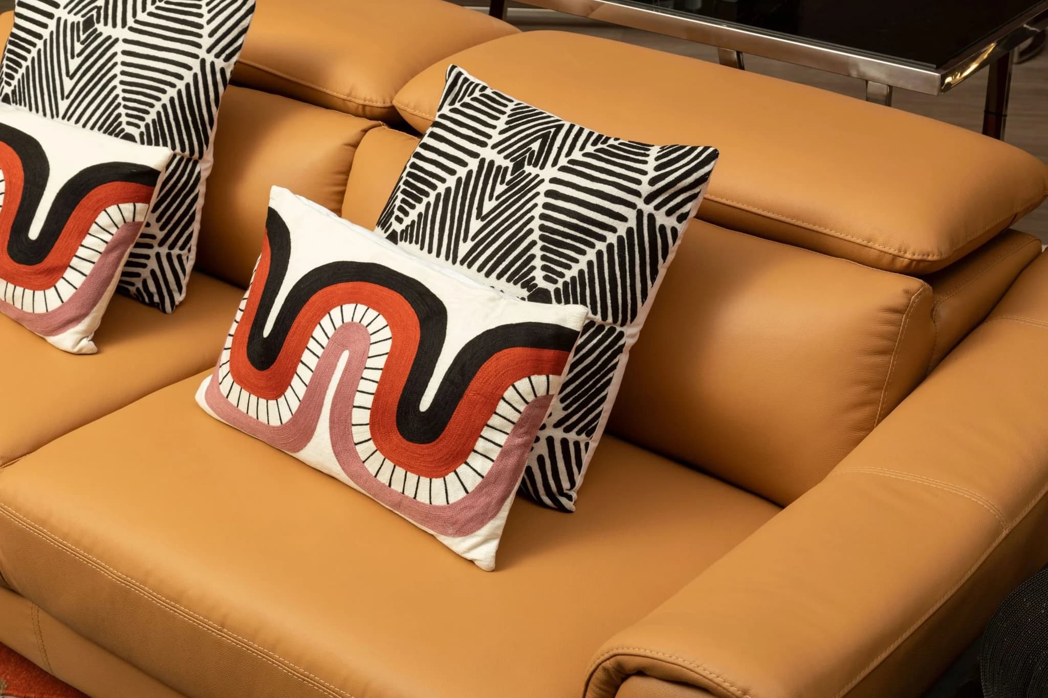 Bosie Ozella Black And White Kaleidoscope Stripe Square Cushion - Decorative, photo 7 of 8