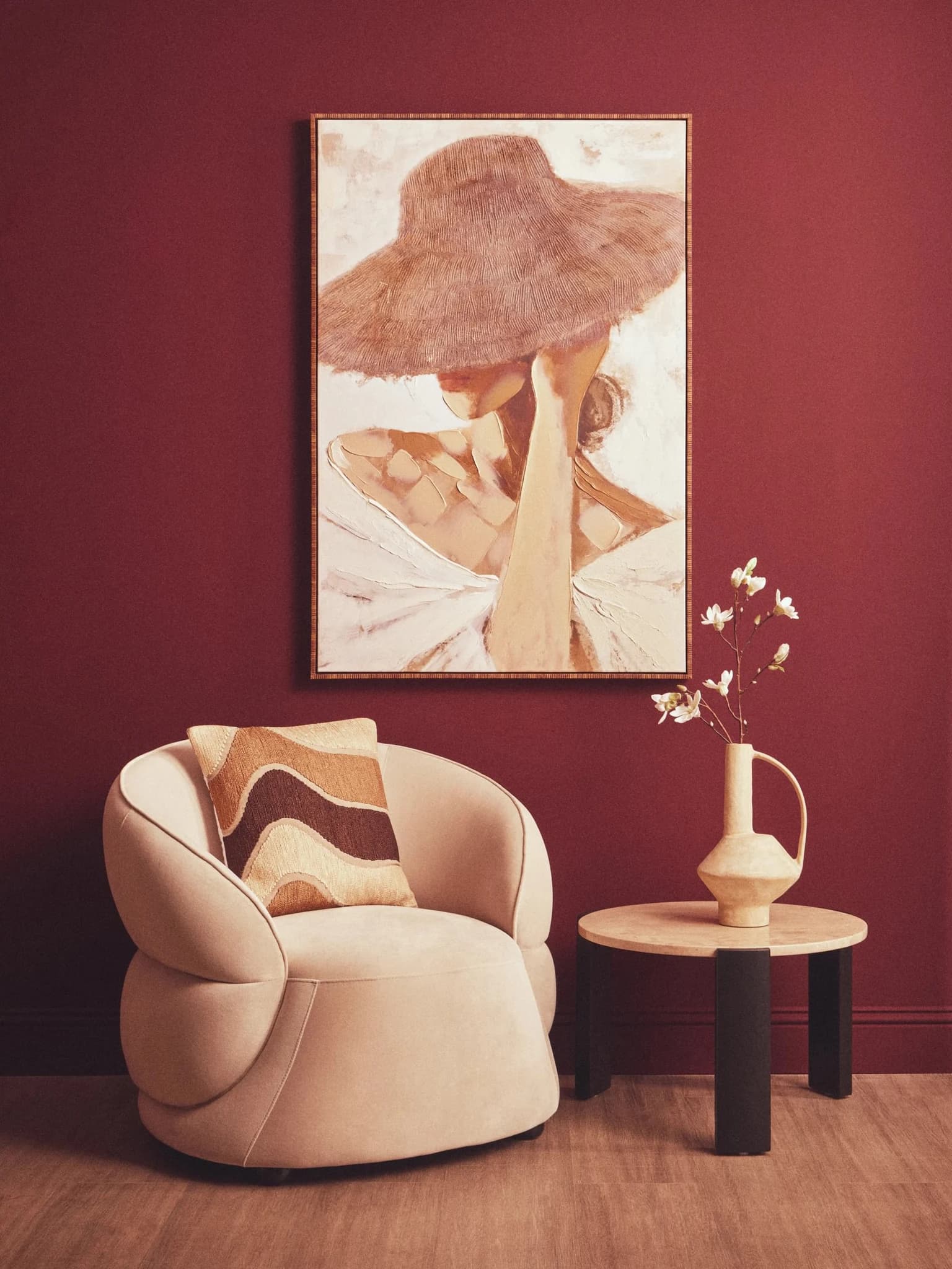 Bosie Ozella Beige and Brown Abstract Wave Square Cushion - Decorative, photo 4 of 8