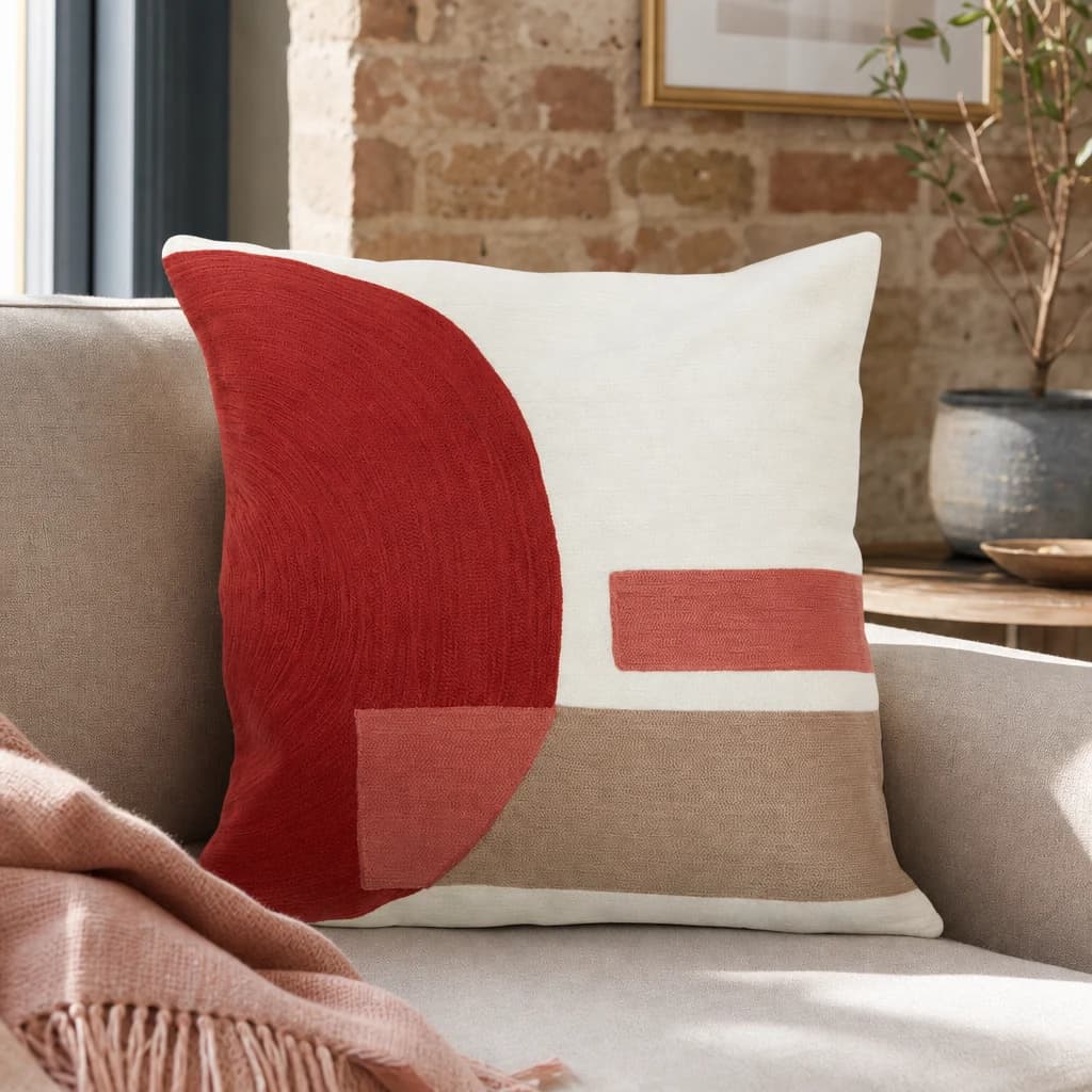 Bosie Ozella Red And White Tonal Cushion - Decorative, photo 1 of 8