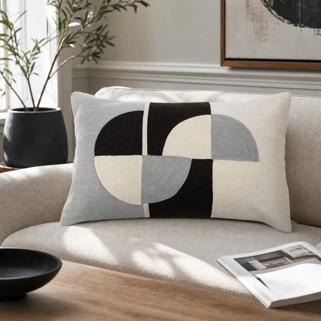 Bosie Ozella Circular Embroidered Rectangular Cushion - Decorative, photo 1 of 8