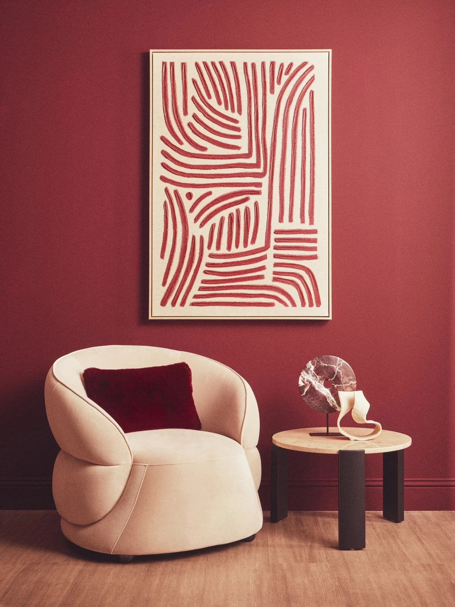 Bosie Lamina Red Wine Rectangular Cushion - Decorative, photo 3 of 8