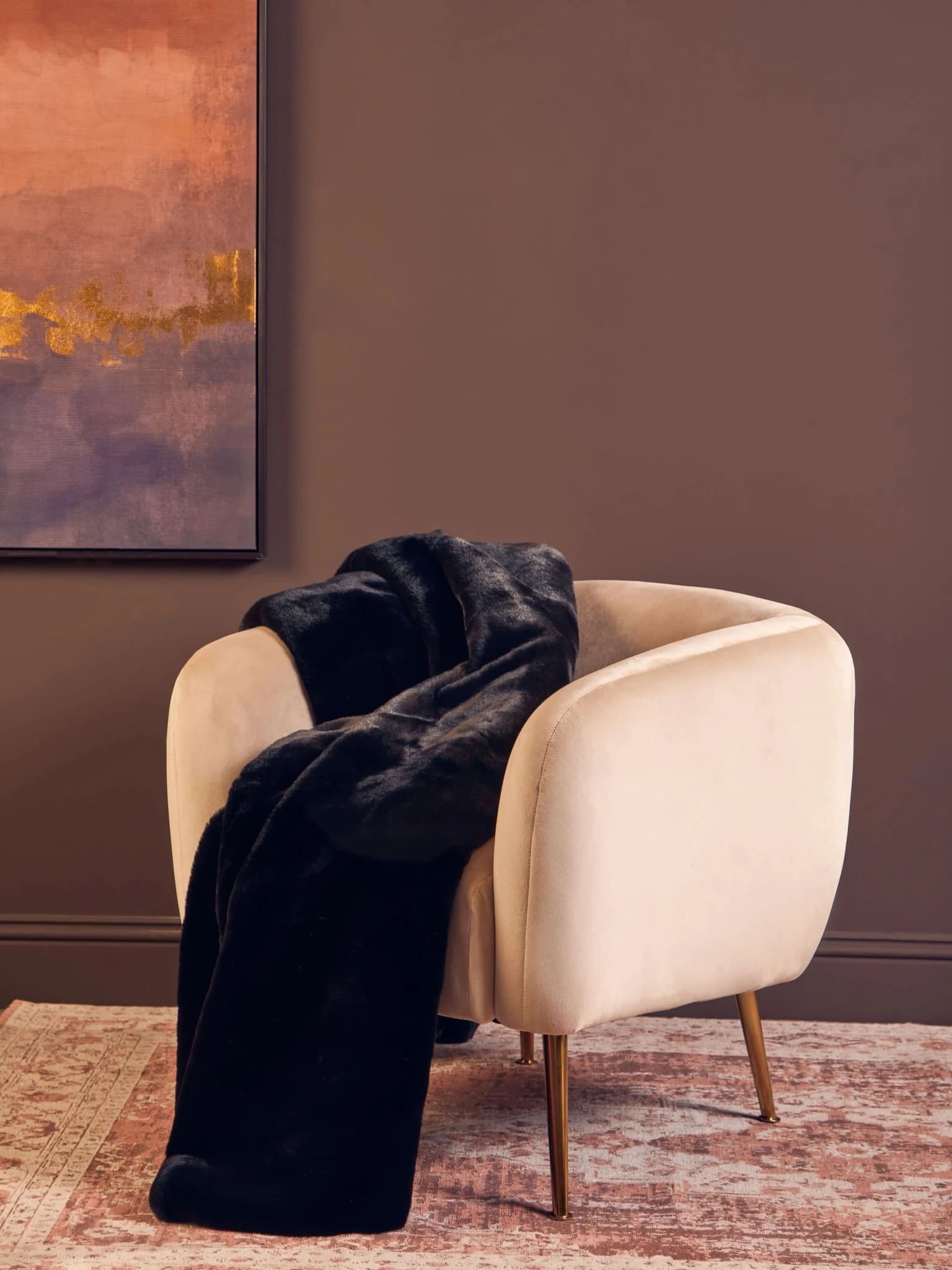 Bosie Lamina Black Faux Fur Throw - Decorative, photo 3 of 7