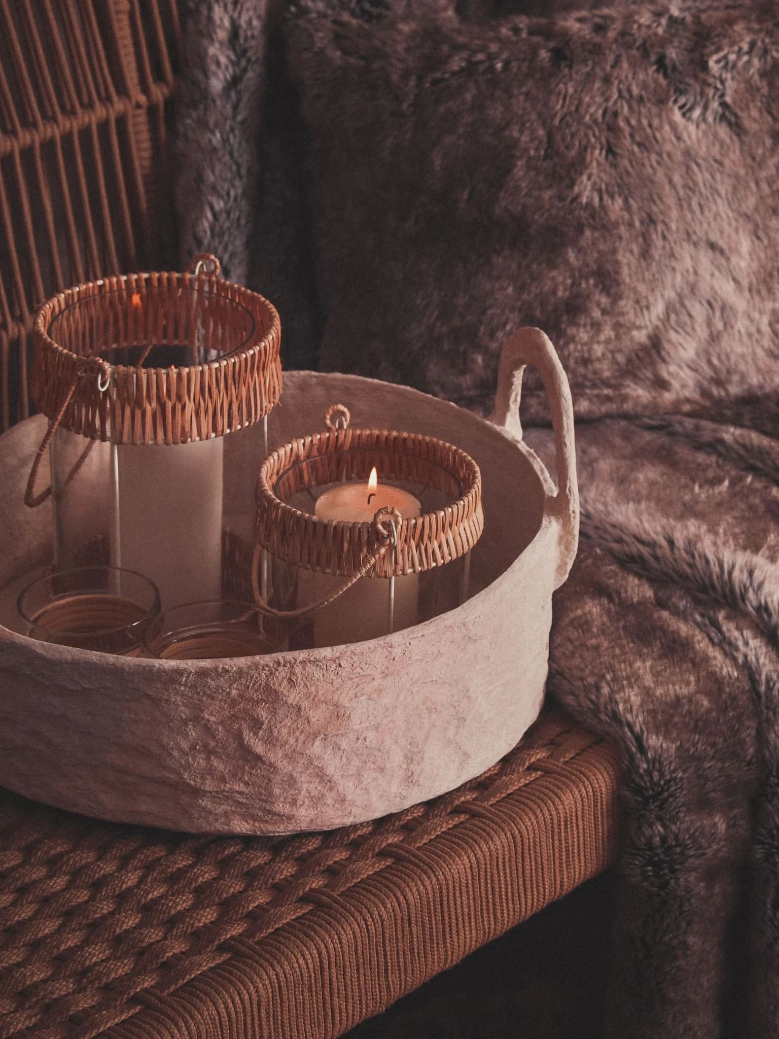 Bosie Lamina Mocha Ombre Square Fur Cushion - Decorative, photo 2 of 8