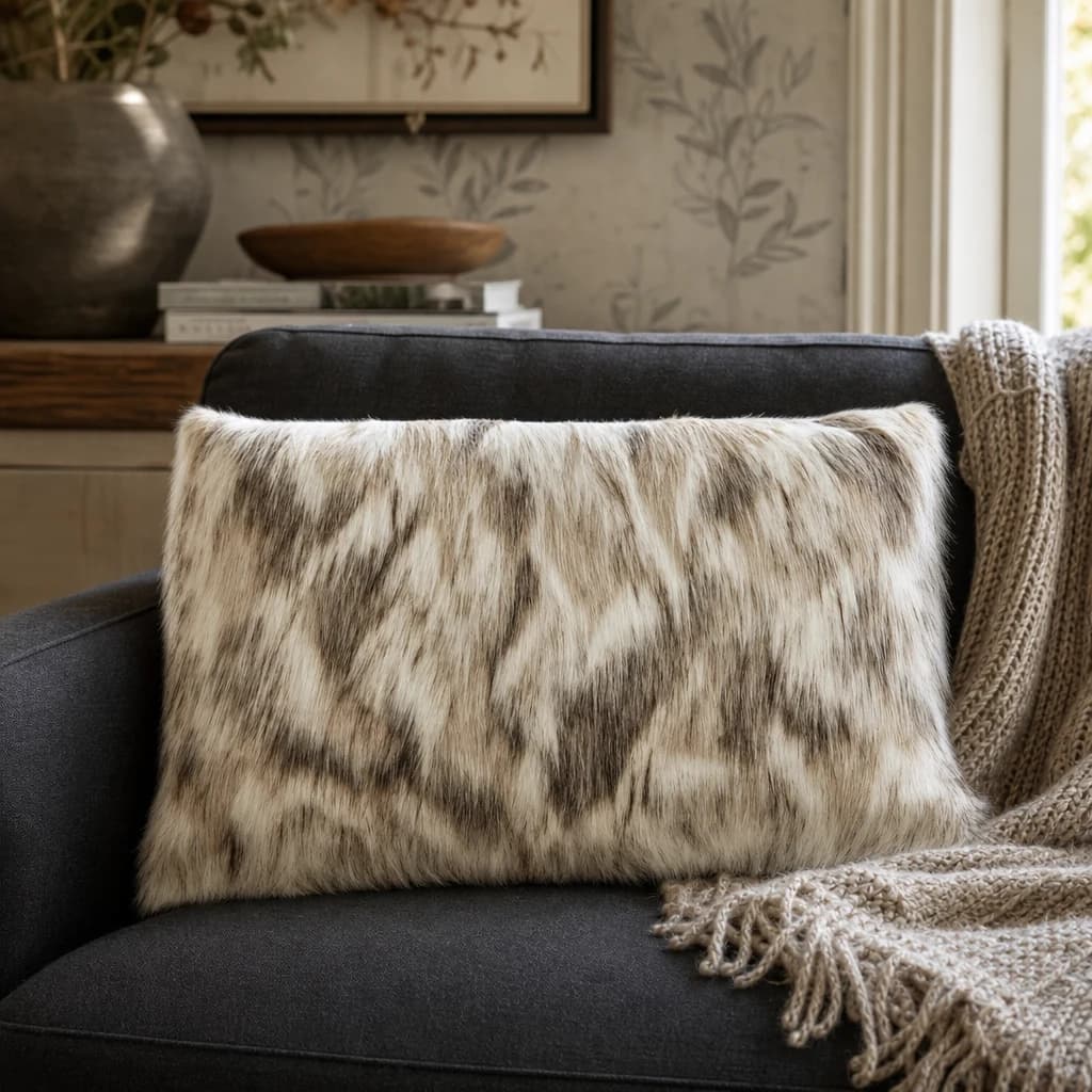 Bosie Lamina Natural Rectangular Fur Cushion - Decorative, photo 1 of 8
