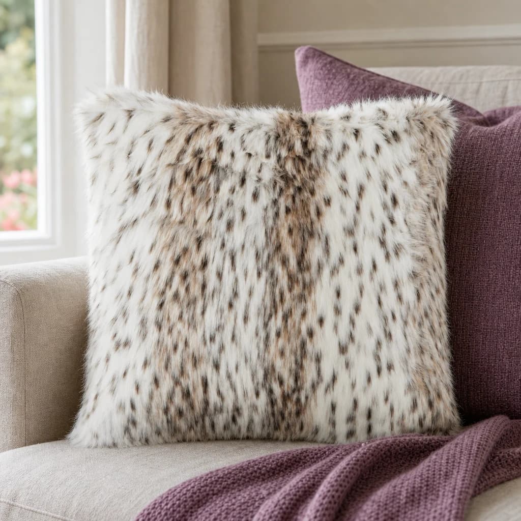Bosie Lamina Animal Print Square Fur Cushion - Decorative, photo 1 of 7